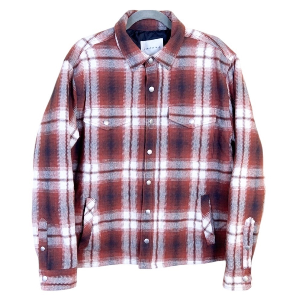 Aeropostale Flannel Shacket Quilted Lining Snap Front Pockets Outdoor Gorpcore M